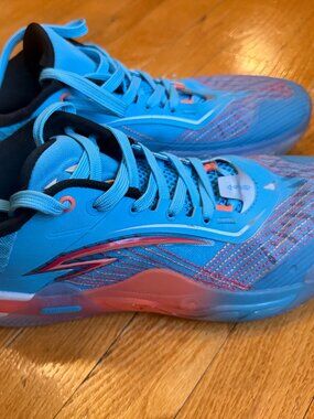 ANTA Mens' Kai1 Athletic Speed Sneakers - Blue/Orange/White - Size 9